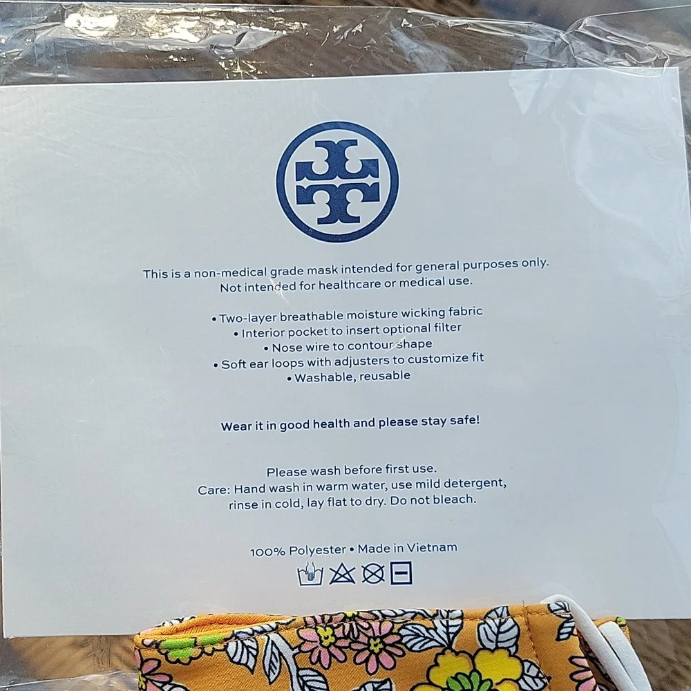 Tory Burch orange floral face mask